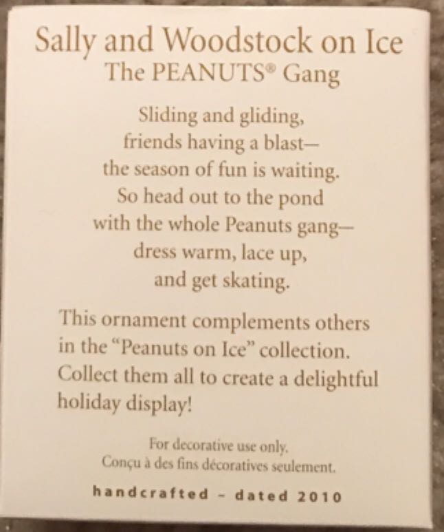 Sally and Woodstock On Ice - Peanuts Gang On Ice (Peanuts) ornament collectible [Barcode 795902150761] - Main Image 2