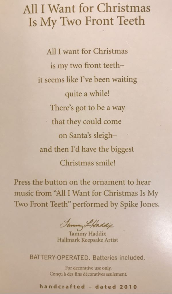 All I Want For Christmas Is My Two Front Teeth - Animals (Magic) ornament collectible [Barcode 795902155537] - Main Image 2