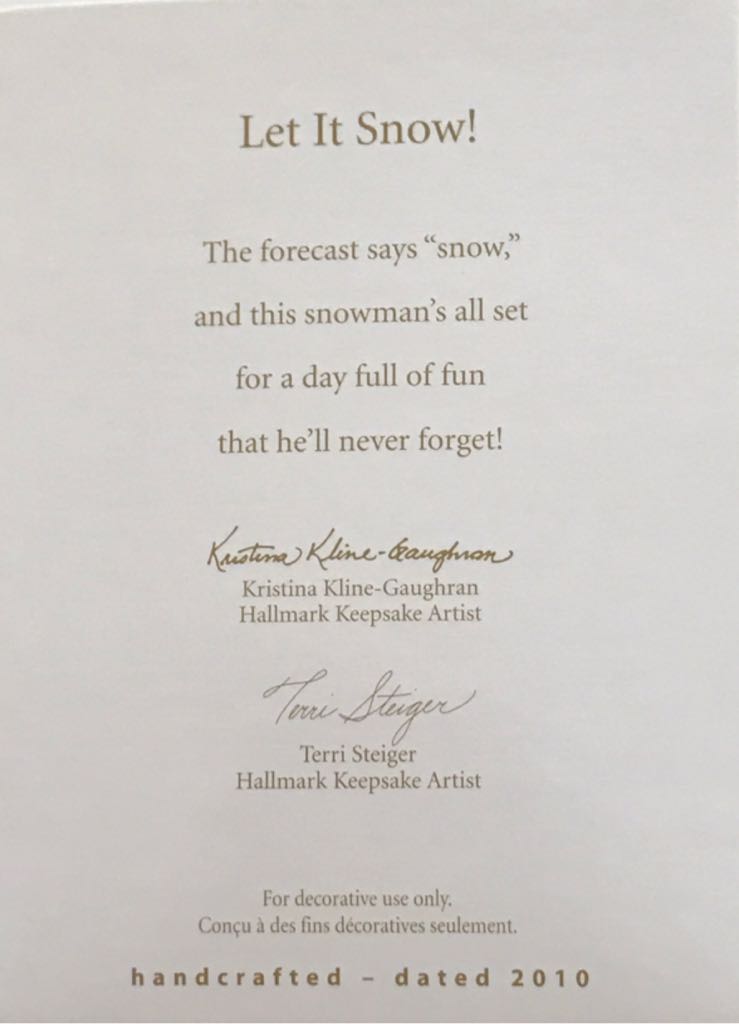 Let It Snow! - Collector’s Plate (Snowman) ornament collectible [Barcode 795902159047] - Main Image 2