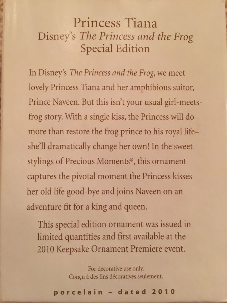 Princess Tiana - Disney Precious Moments (Disney Precious Moments) ornament collectible [Barcode 795902163402] - Main Image 2