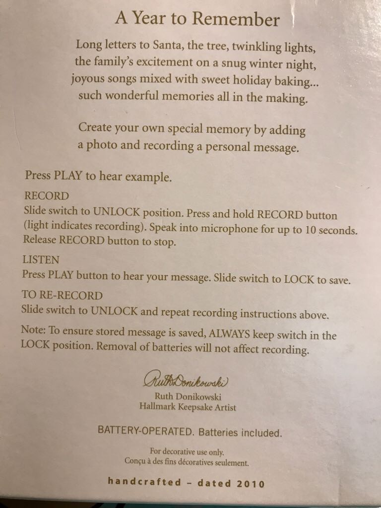 Year To Remember- A  (Photo Holder) ornament collectible [Barcode 795902163426] - Main Image 2