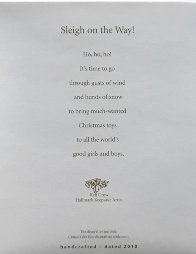 Santa Sleigh On The Way! - Vintage Christmas (Santa) ornament collectible [Barcode 795902163556] - Main Image 2