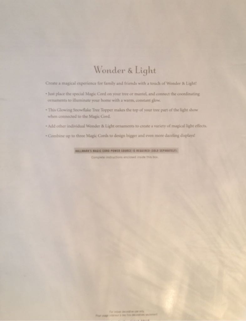 Glowing Snowflake Tree Topper - Wonder & Light (Wonder & Light Magic Cord) ornament collectible [Barcode 795902163907] - Main Image 2