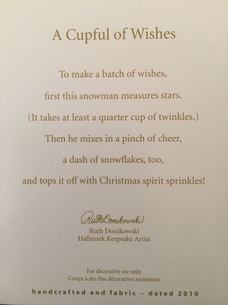 A Cupful Of Wishes - Baking (Snowman) ornament collectible [Barcode 795902169671] - Main Image 2