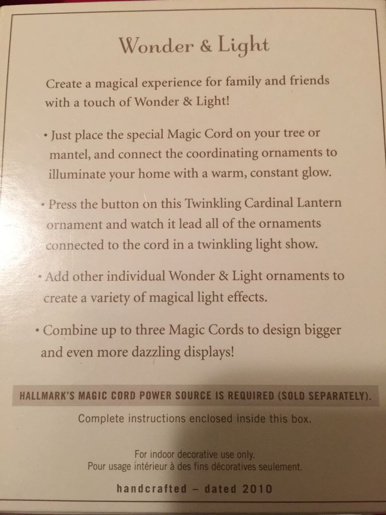 Twinkling Cardinal Lantern - Wonder And Light (Keepsake Magic Cord Ornament) ornament collectible [Barcode 795902171131] - Main Image 2