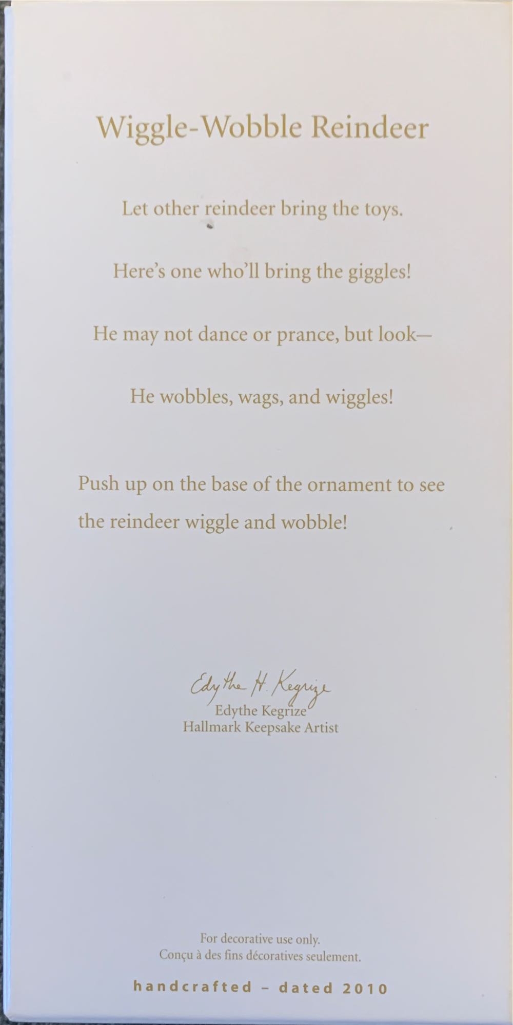 Wiggle-Wobble Reindeer - Reindeer (Toy) ornament collectible [Barcode 795902174651] - Main Image 2