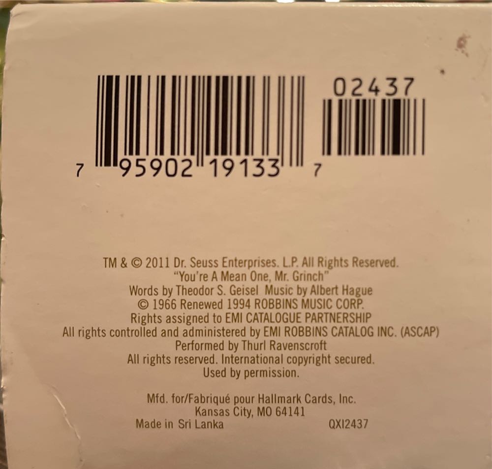 Mean Mr Grinch - Dr. Seuss’s How the Grinch Stole Christmas! (How The Grinch Stole Christmas) ornament collectible [Barcode 795902191337] - Main Image 3