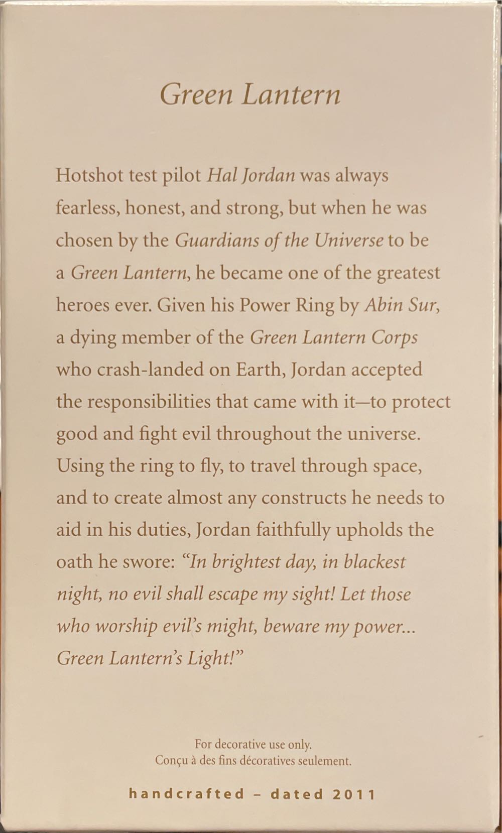 DC Comics: “GREEN LANTERN” - DC Universe (Superheroes) ornament collectible [Barcode 795902191511] - Main Image 2