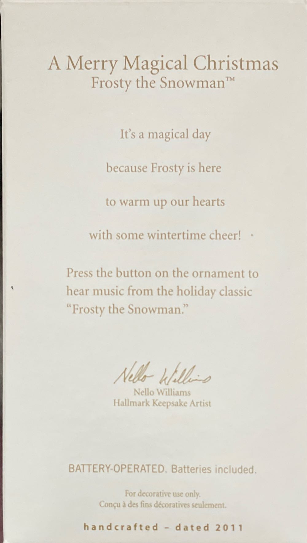 A Merry Magical Christmas Frosty The Snowman - Frosty The Snowman (Frosty The Snowman) ornament collectible [Barcode 795902191573] - Main Image 3