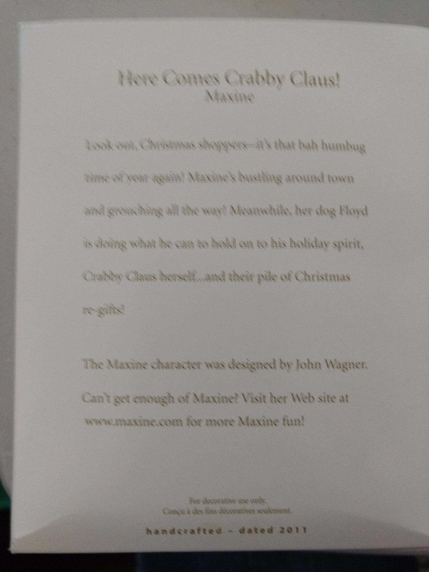 Here Comes Crabby Claus! - Maxine (Maxine) ornament collectible [Barcode 795902191603] - Main Image 2