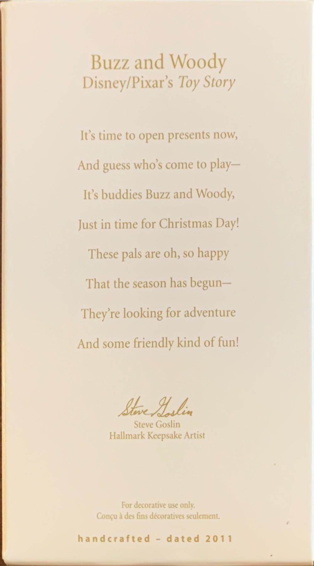 Buzz And Woody - Toy Story (Disney) ornament collectible [Barcode 795902191764] - Main Image 2