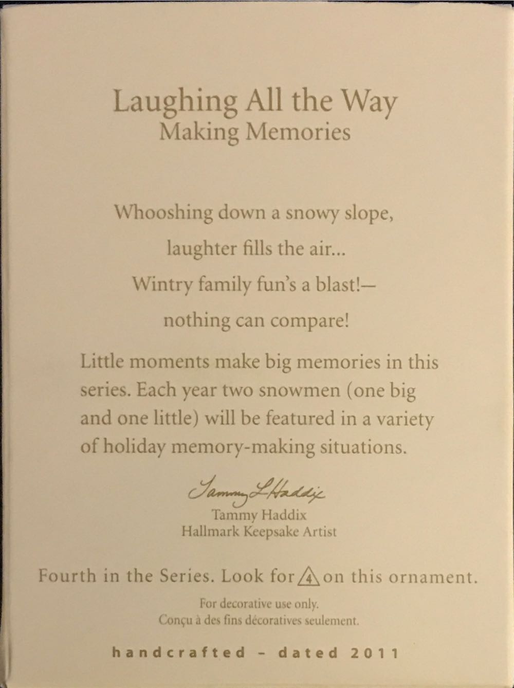 Making Memories #4 Laughing All The Way (2011) - Making Memories (Series) ornament collectible [Barcode 795902191832] - Main Image 3