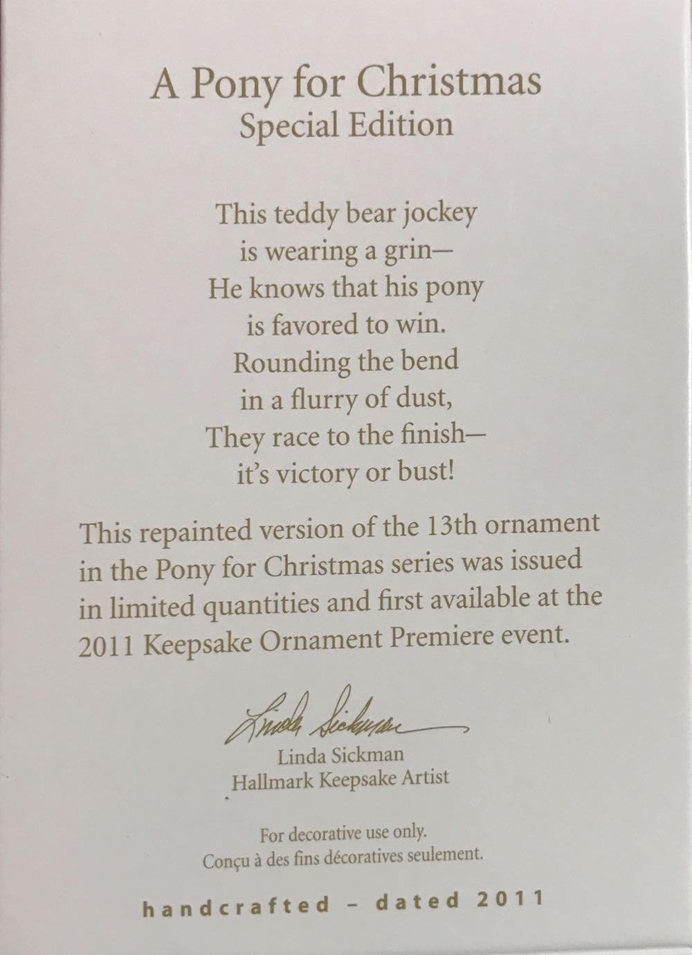 A Pony For Christmas #13 - A Pony For Christmas Special Edition (A Pony For Christmas) ornament collectible [Barcode 795902192136] - Main Image 2