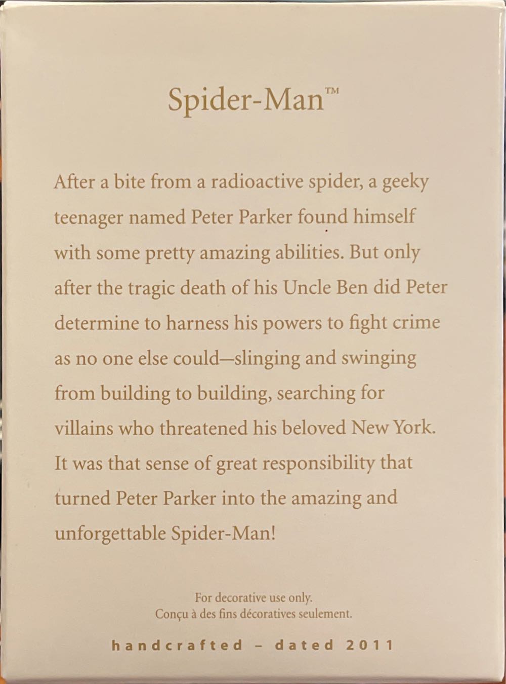 Spider-Man - Spider-Man (Marvel Superheroes) ornament collectible [Barcode 795902192488] - Main Image 2