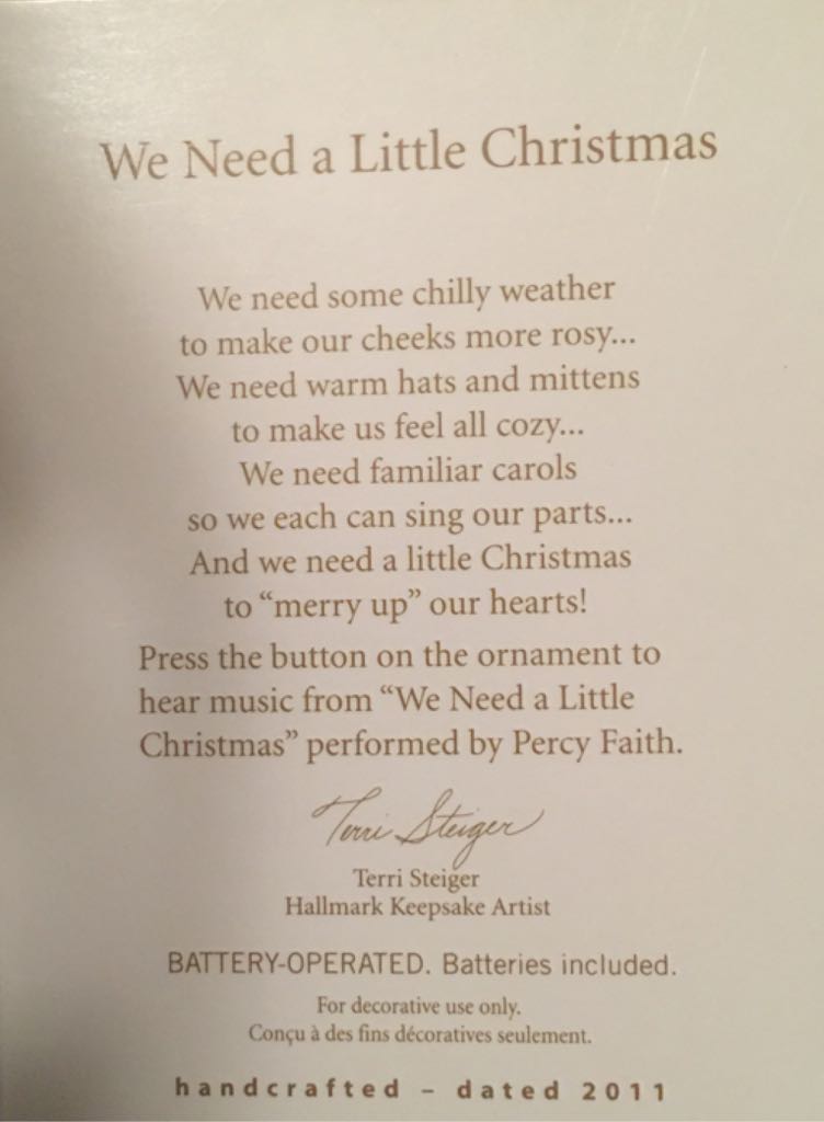 We Need A Little Christmas - Magic Sound (MAGIC, We Need a Little Christmas Percy Faith) ornament collectible [Barcode 795902197476] - Main Image 2