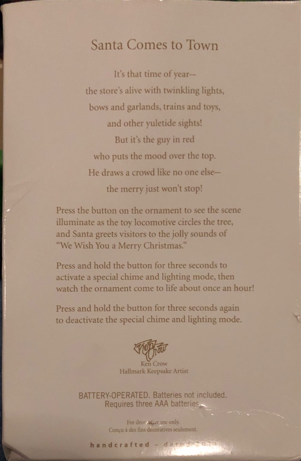 Santa Comes To Town - Santa (Magic Movement, Lights and Sound) ornament collectible [Barcode 795902197704] - Main Image 4