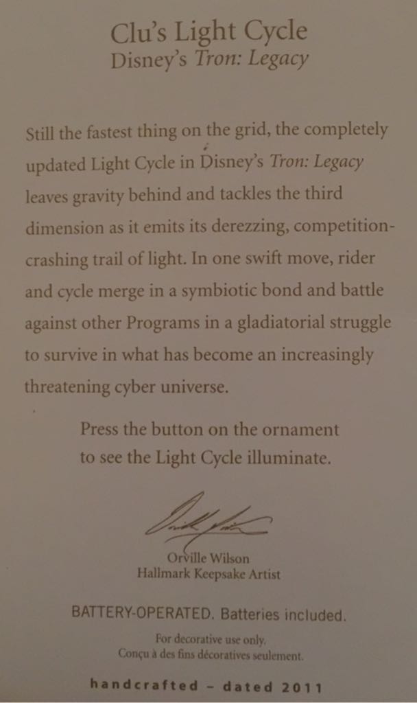 Clu’s Light Cycle - Disney (TRON Legacy) ornament collectible [Barcode 795902198497] - Main Image 2