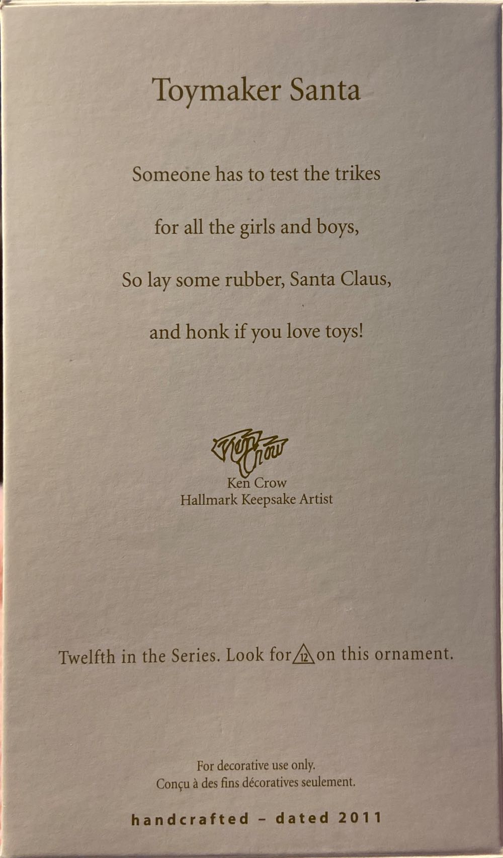 Toymaker Santa #12 - Toymaker Santa (Santa) ornament collectible [Barcode 795902199081] - Main Image 2