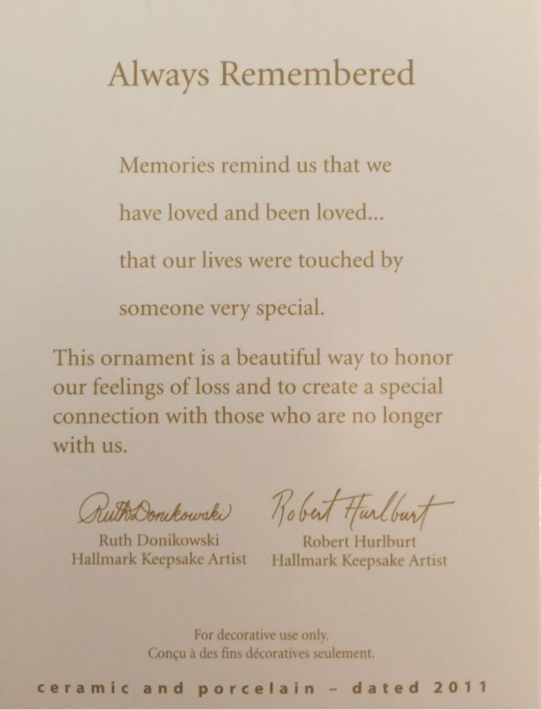 Always Remembered  (Child) ornament collectible [Barcode 795902199395] - Main Image 2