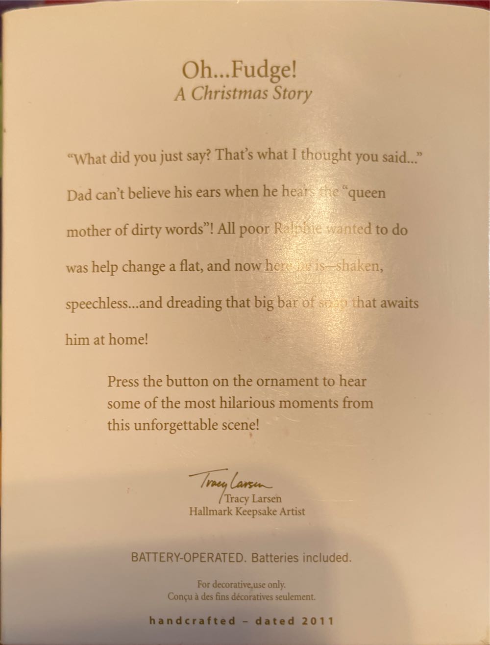 Oh...Fudge! - Hallmark “A Christmas Story” Magic Orniment (Magic) ornament collectible [Barcode 795902199579] - Main Image 4