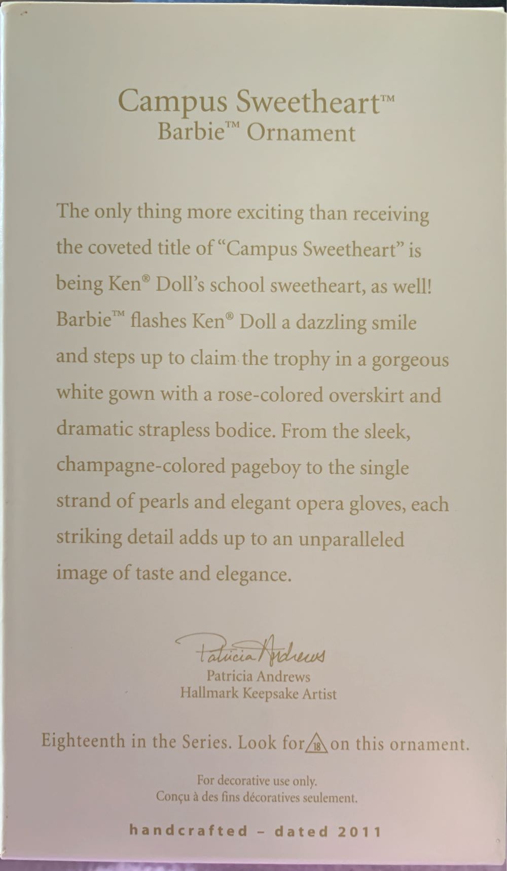 Barbie - Campus Sweetheart (Barbie Series) ornament collectible [Barcode 795902200060] - Main Image 2