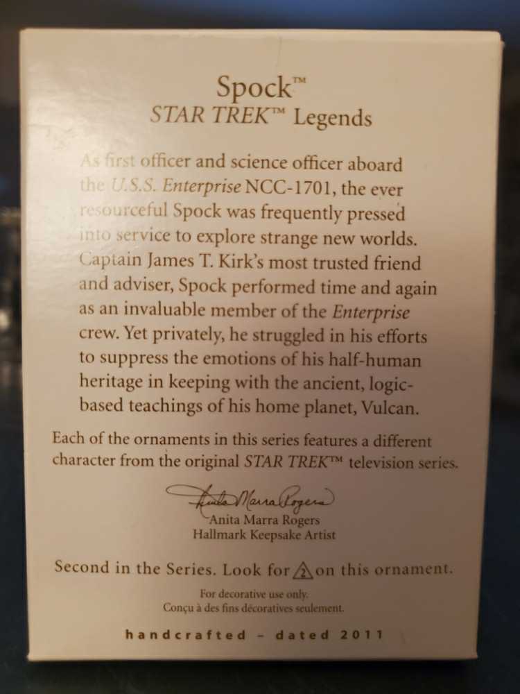 ST:TOS - “SPOCK” Legends #02/07 - Star Trek Legends (Movies & TV) ornament collectible [Barcode 795902200459] - Main Image 3