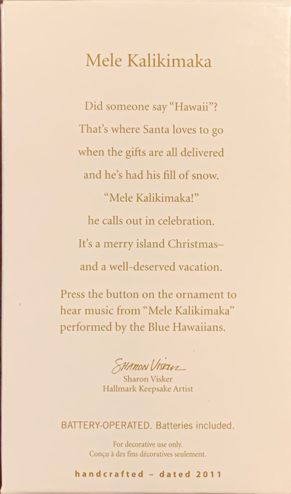 Mele Kalikimaka 🐻 - Santa (Blue Hawaiians, Magic) ornament collectible [Barcode 795902201098] - Main Image 2