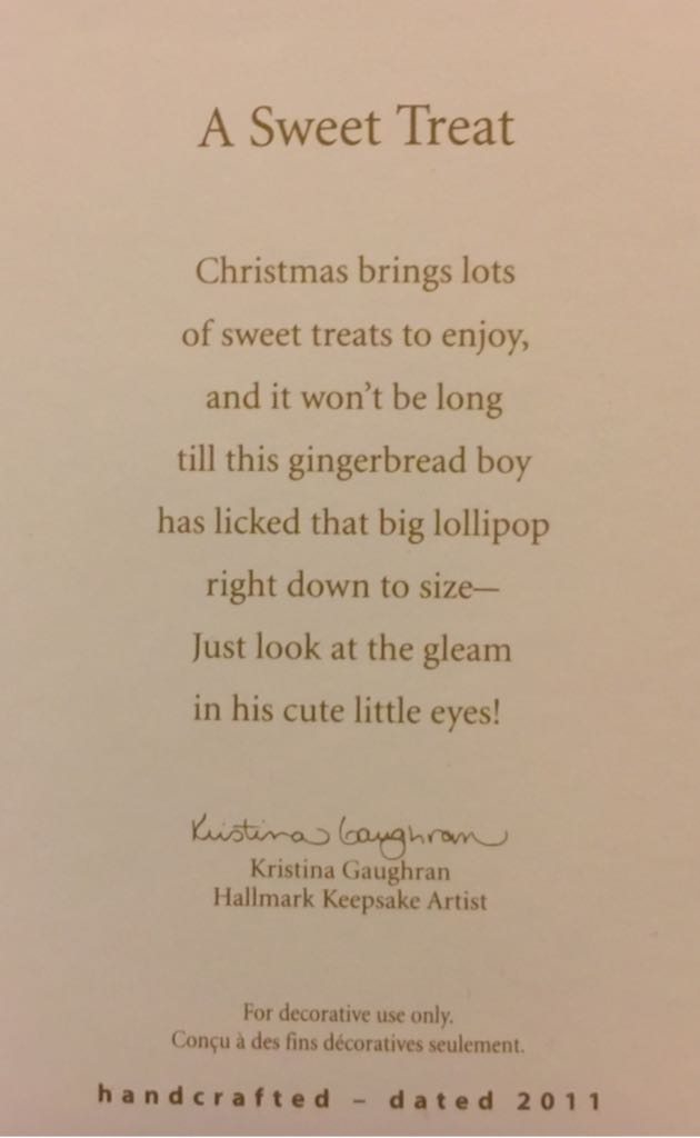 A Sweet Treat - Hallmark KOC (Gingerbread) ornament collectible [Barcode 795902204013] - Main Image 2