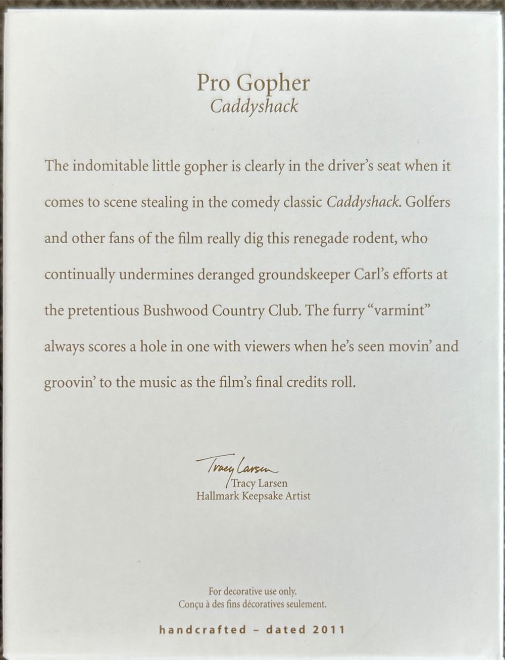 Caddyshack: Pro Gopher 2011 Ornament - Caddyshack (Renegade Rodent) ornament collectible [Barcode 795902204150] - Main Image 2