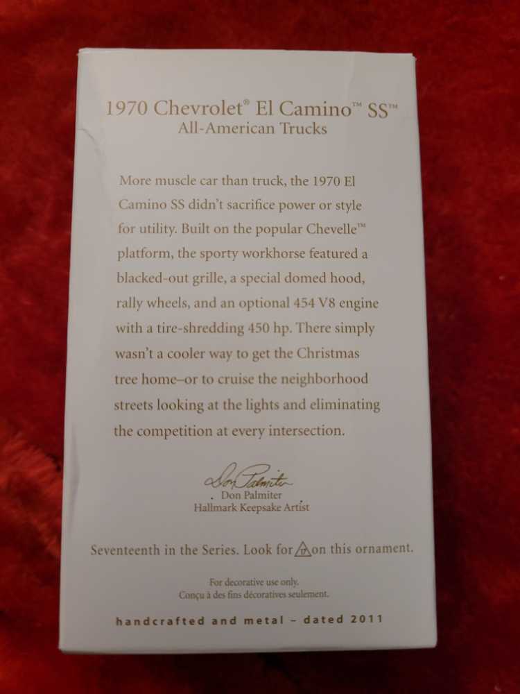 1970 Chevrolet El Camino SS - All-American Trucks (Trucks) ornament collectible [Barcode 795902204310] - Main Image 2
