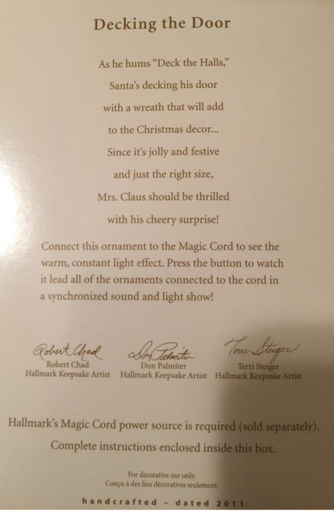 #1 SE Decking The Door - Once Upon A Christmas (Companion Ornament To 1st In Series: Decking The Door) ornament collectible [Barcode 795902205386] - Main Image 2