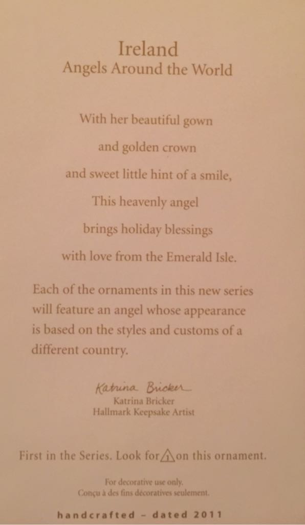 Angels Around The World #1 Ireland - Angels Around The World (Angels) ornament collectible [Barcode 795902205447] - Main Image 2