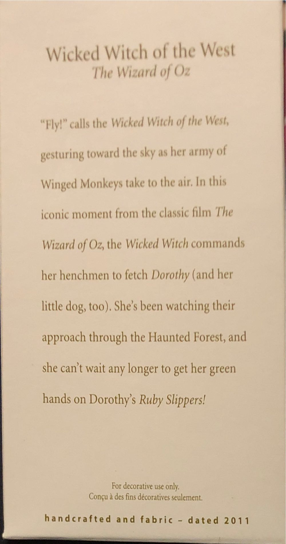 Oz - Wicked Witch: “WICKED WITCH of the WEST” - The Wizard of Oz - Witch’s Castle (Hanging Ornament) ornament collectible [Barcode 795902205478] - Main Image 3