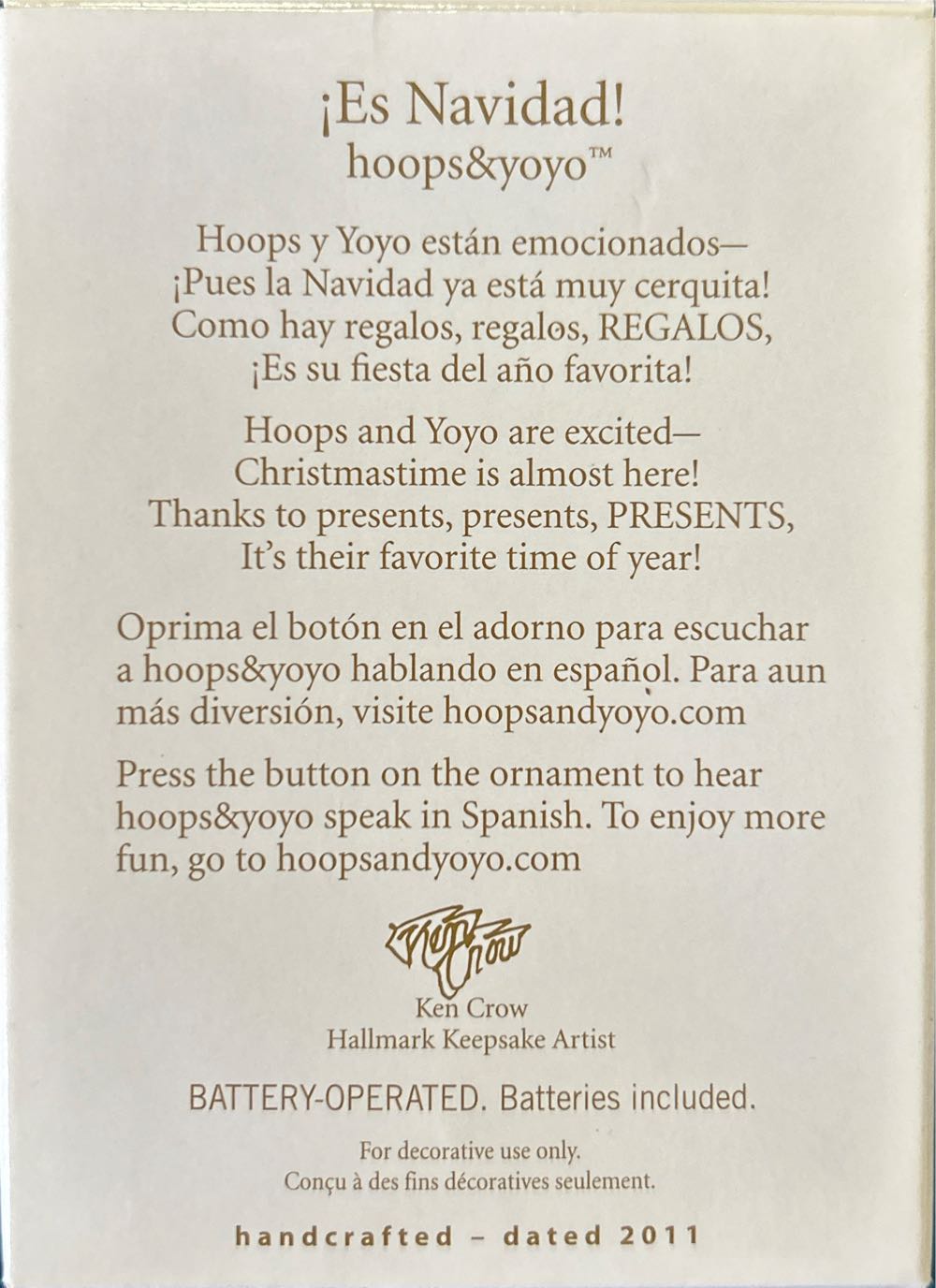 Hoops & Yoyo (2011) Es Navidad! 🐶 - Hoops&yoyo (Keepsake) ornament collectible [Barcode 795902207465] - Main Image 2