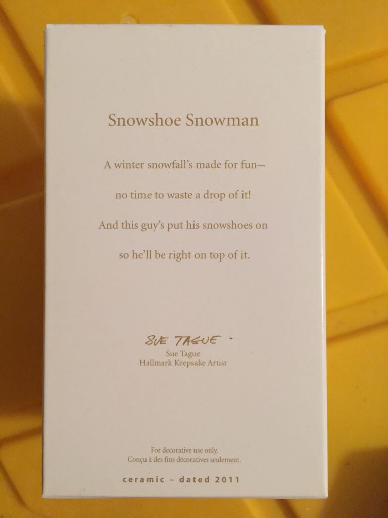 Snowshoe Snowman 2011 - Snowman (Snowman) ornament collectible [Barcode 795902207601] - Main Image 2