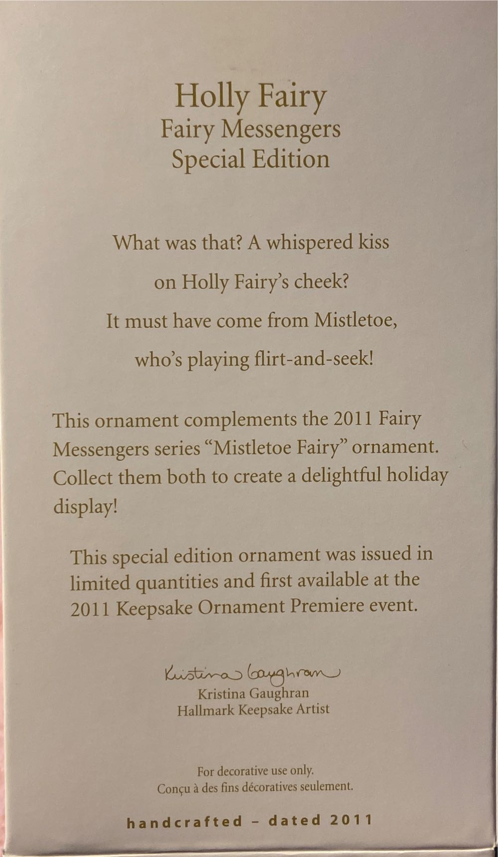 Holly Fairy - Fairy Messengers (Fairy) ornament collectible [Barcode 795902212636] - Main Image 2