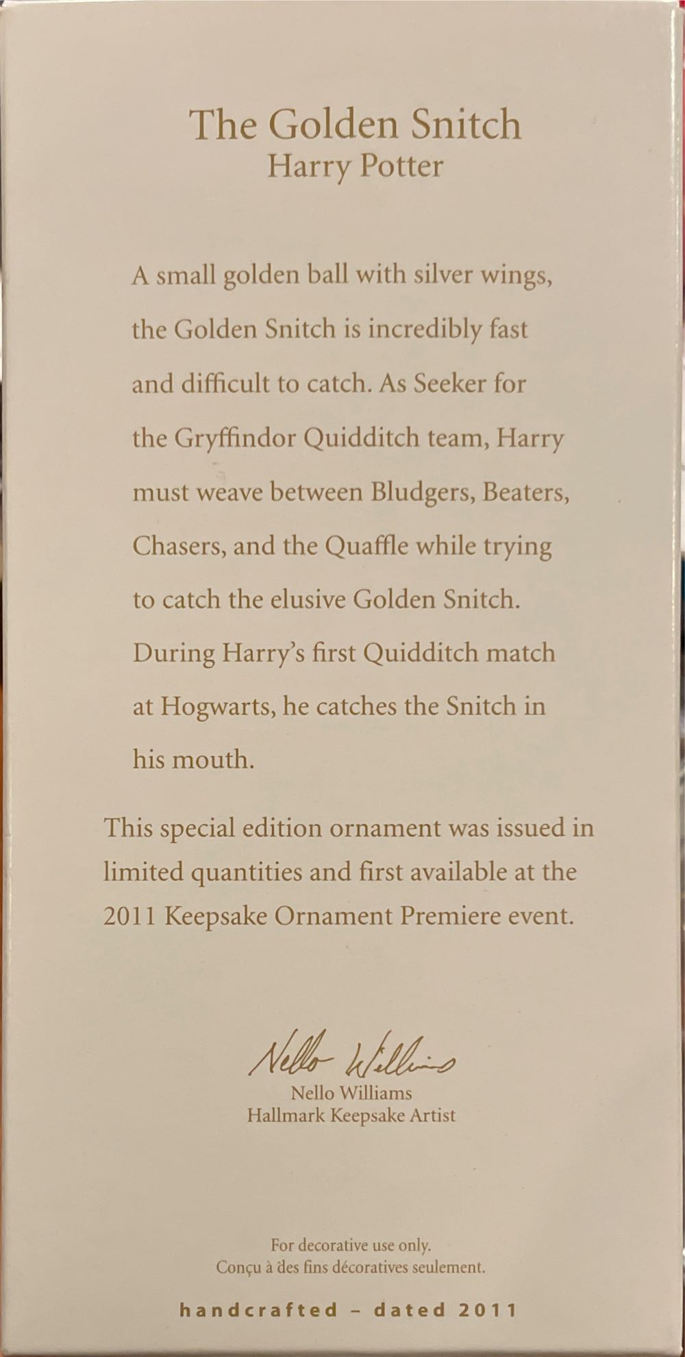 The Golden Snitch - Harry Potter (Movie Characters) ornament collectible [Barcode 795902212704] - Main Image 3