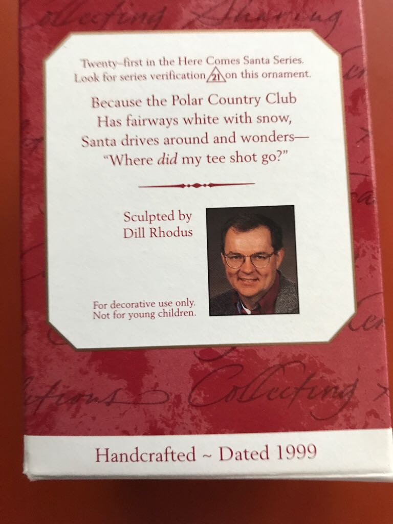 Here Comes Santa #21 (1999) Santa’s Golf Cart - Here Comes Santa (Santa, Golf) ornament collectible [Barcode 015012474213] - Main Image 2