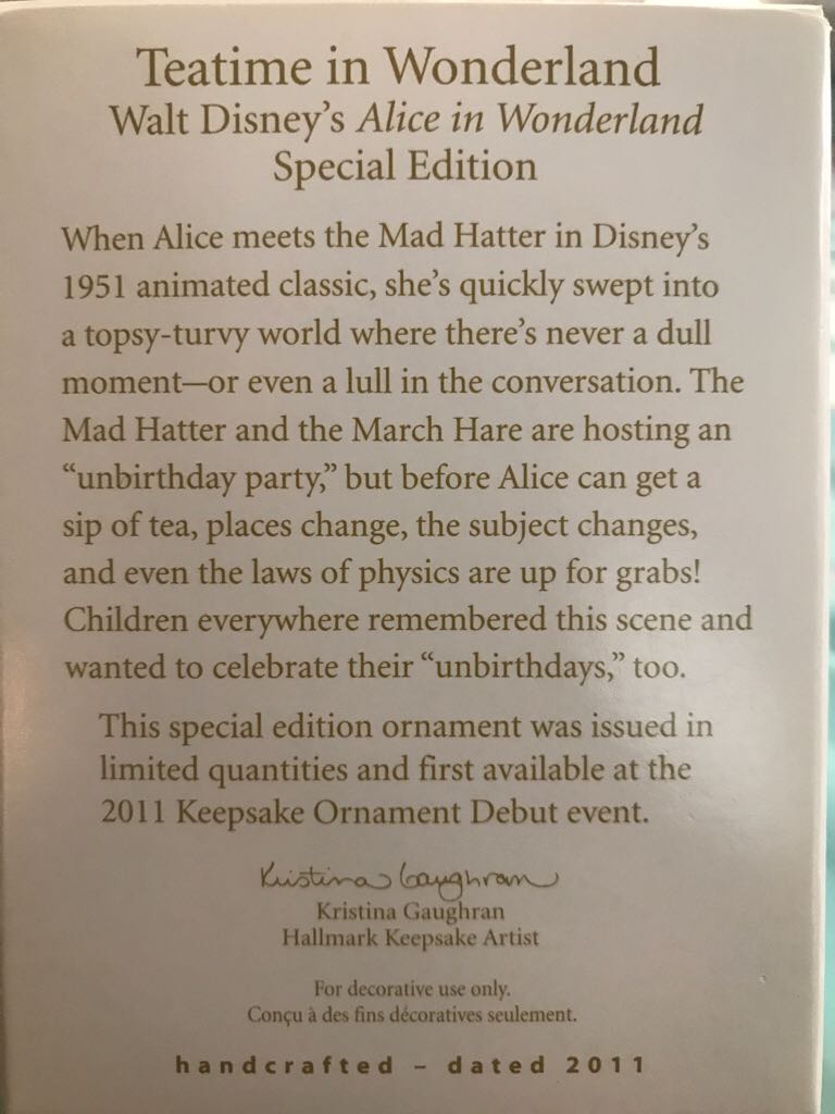 Teatime In Wonderland - Disney Animated Classics (Walt Disney’s Alice In Wonderland) ornament collectible [Barcode 795902213237] - Main Image 2