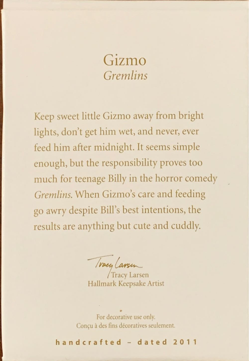 Gizmo - Gremlins (Hallmark Keepsake) ornament collectible [Barcode 795902213565] - Main Image 2