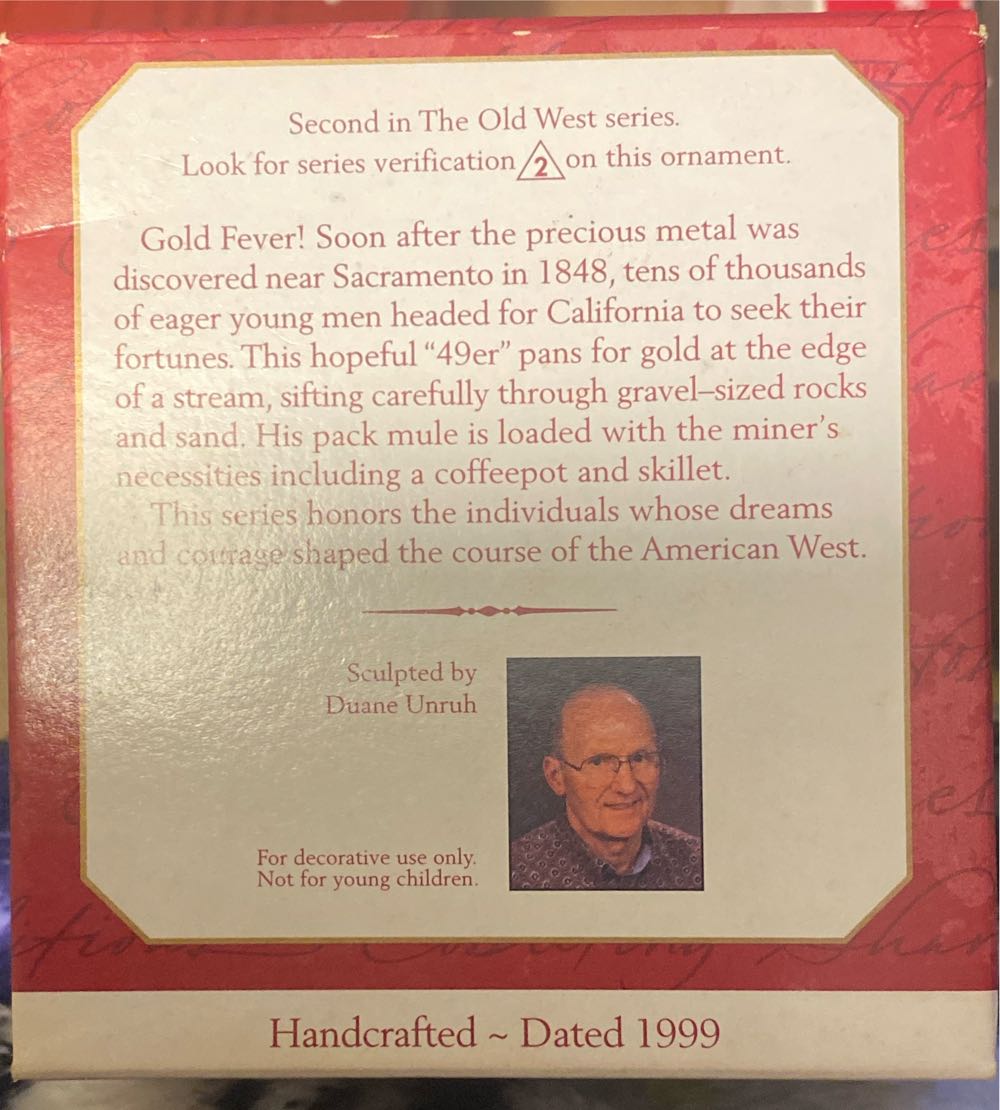 Old West #2 Prospector  - The Old West (Collector’s Series) ornament collectible [Barcode 015012474275] - Main Image 2