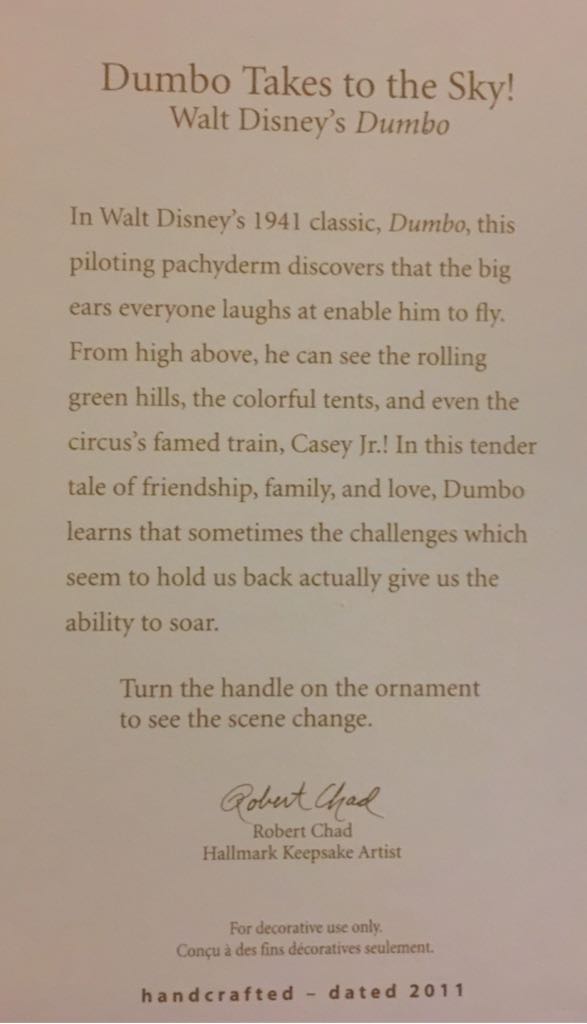 Dumbo Takes To The Sky! - Disney Dumbo (Disney) ornament collectible [Barcode 795902215408] - Main Image 2