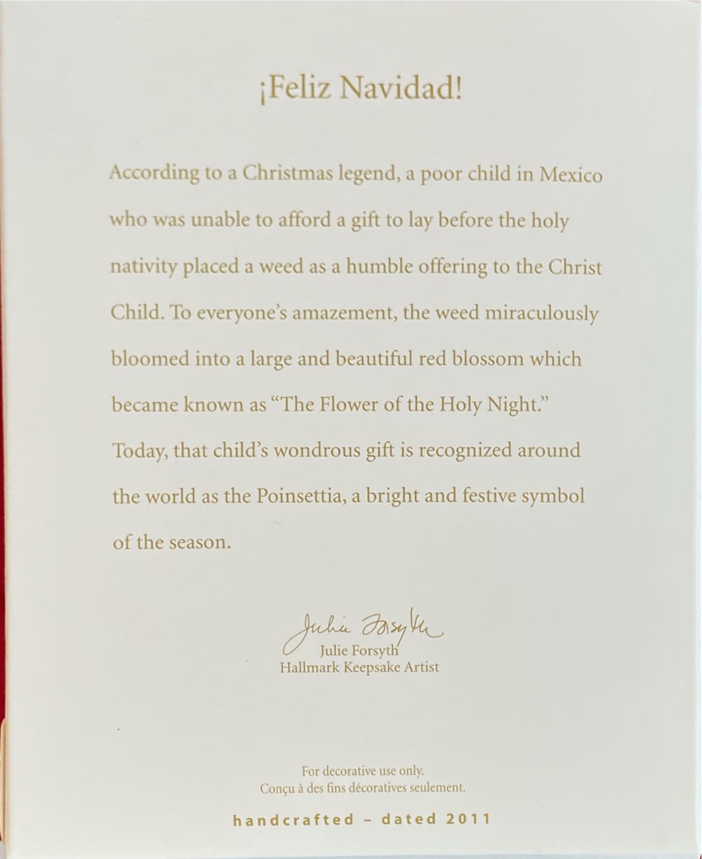 Feliz Navidad 2011🐻 - Feliz Navidad (Christmas Flowers) ornament collectible [Barcode 795902215538] - Main Image 2