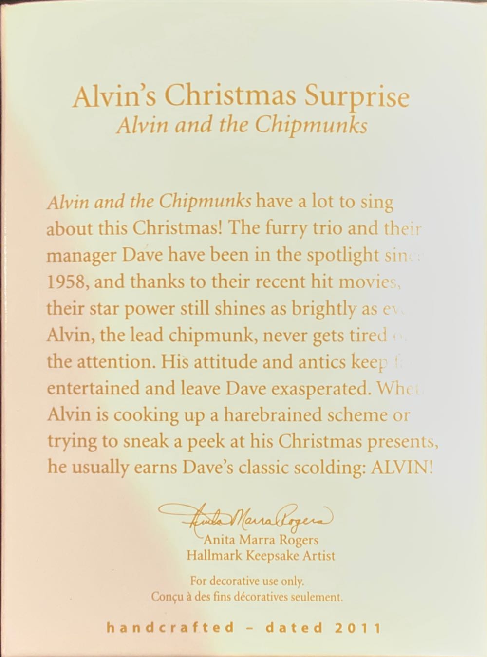 Alvin’s Christmas Surprise  - Hallmark Keepsake (Alvin And The Chipmunks) ornament collectible [Barcode 795902219567] - Main Image 2