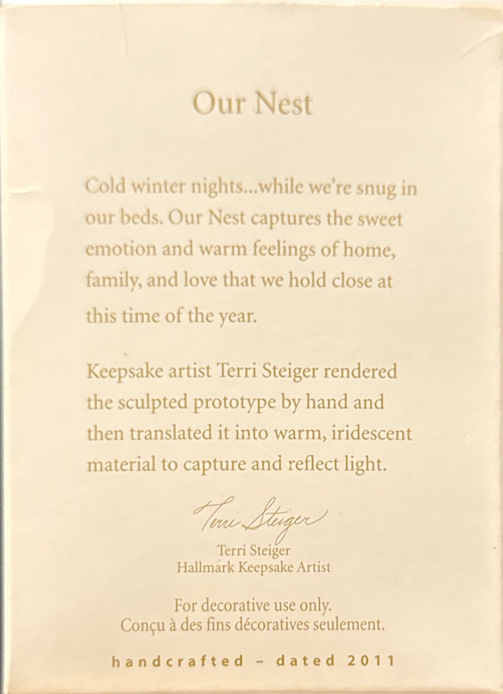 Our Nest  (Hallmark Keepsake Ornament) ornament collectible [Barcode 795902220358] - Main Image 2