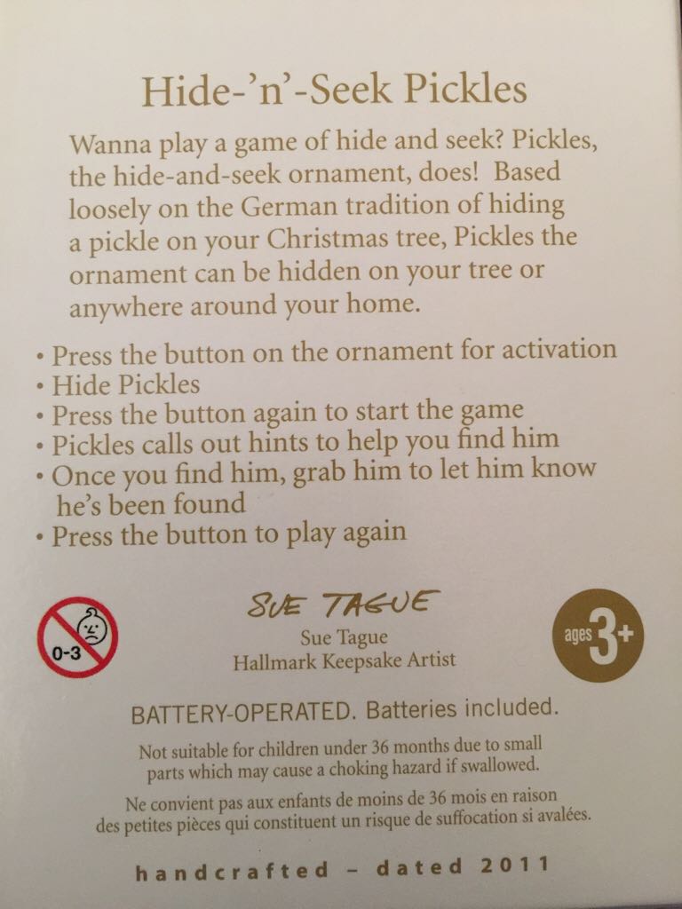 Hide-’n’-Seek Pickles - Food (Misc) ornament collectible [Barcode 795902220495] - Main Image 2