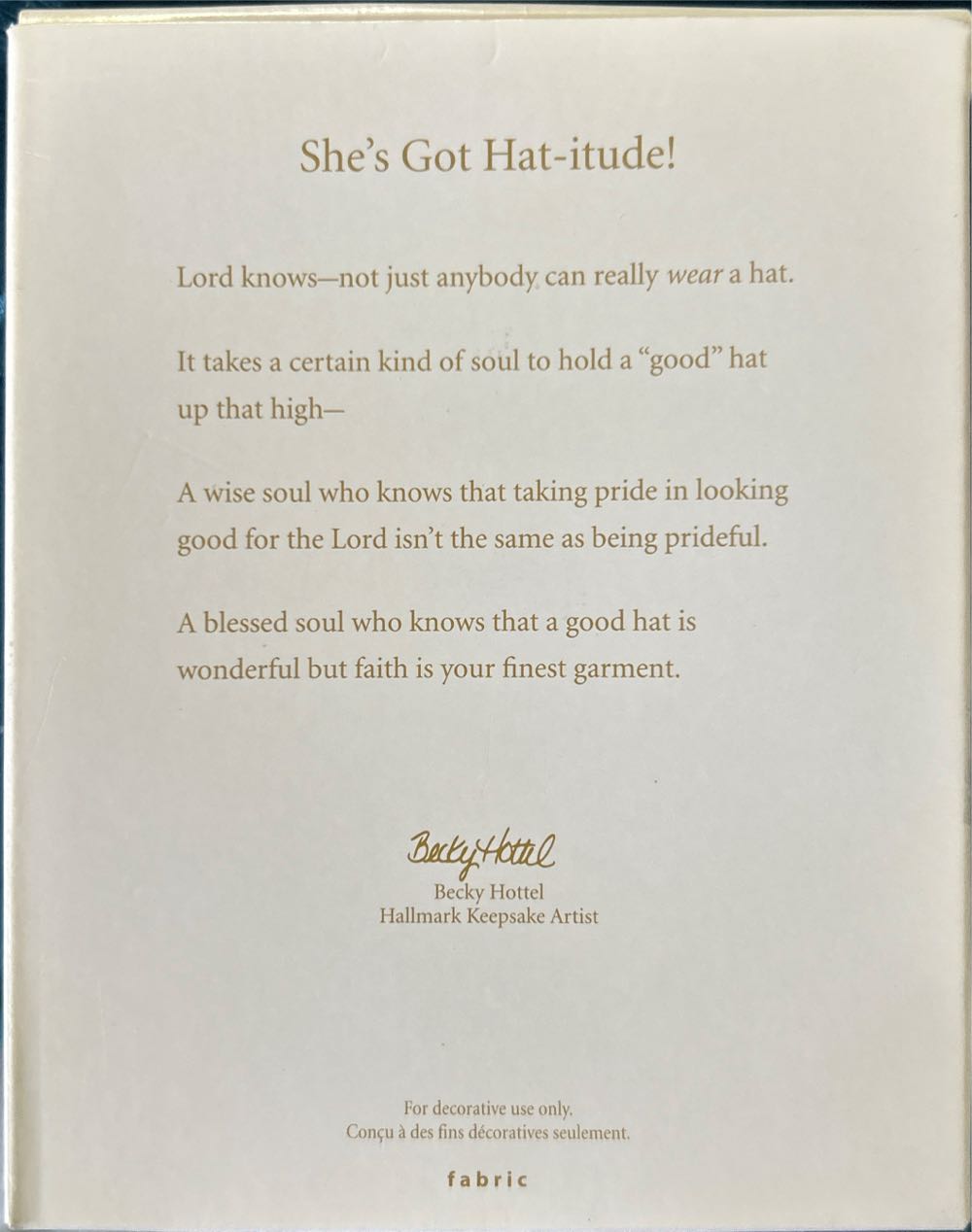 She’s Got Hat-itude!  (Keepsake) ornament collectible [Barcode 795902228378] - Main Image 2