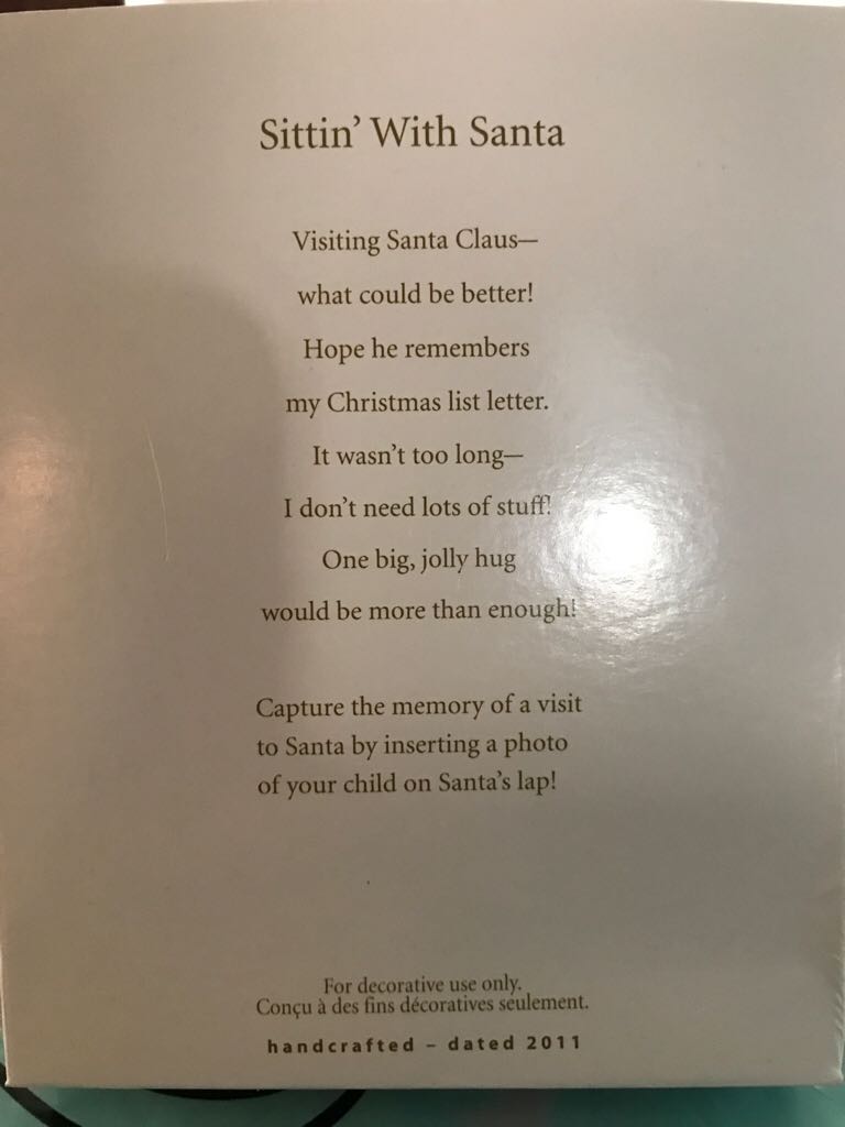 Sittin’ With Santa  (Photo Holder) ornament collectible [Barcode 795902230388] - Main Image 2