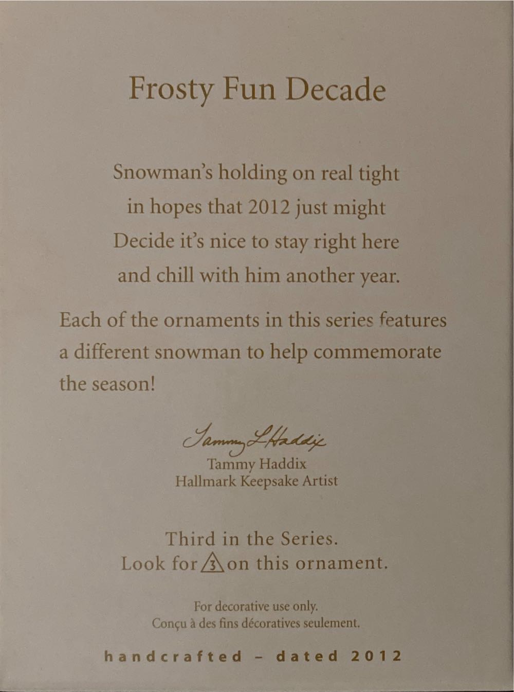 Frosty Fun Decade: 2012 - Frosty Fun Decade (Decades) ornament collectible [Barcode 795902236694] - Main Image 3