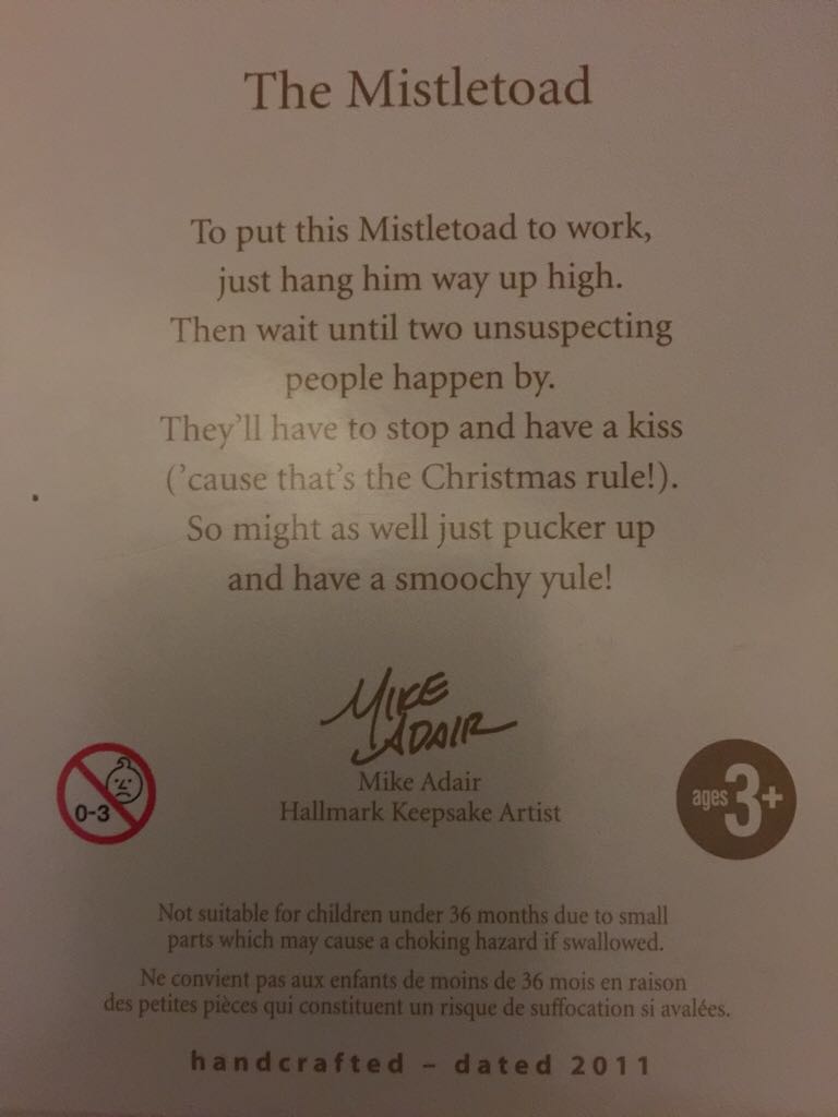 “The MISTLETOAD” - n/a (Hanging Ornament) ornament collectible [Barcode 795902236755] - Main Image 2